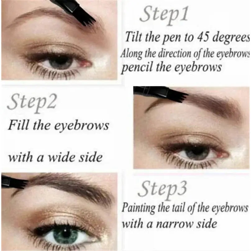 Step-by-step guide for eyebrow shaping and filling technique.