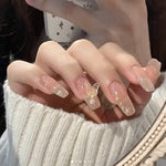 Glitter and Crystal Acrylic Nails with Butterfly Ring - Vignette | VogueBeautify