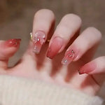 Glitter and Crystal Acrylic Nails with Butterfly Ring - Vignette | VogueBeautify