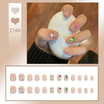 Glitter and Crystal Acrylic Nails with Butterfly Ring - Vignette | VogueBeautify