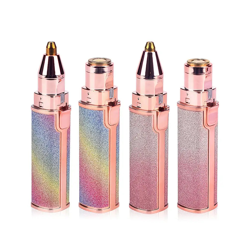 Glittery, rose gold-colored electronic cigarettes or vape pens with metallic tips.