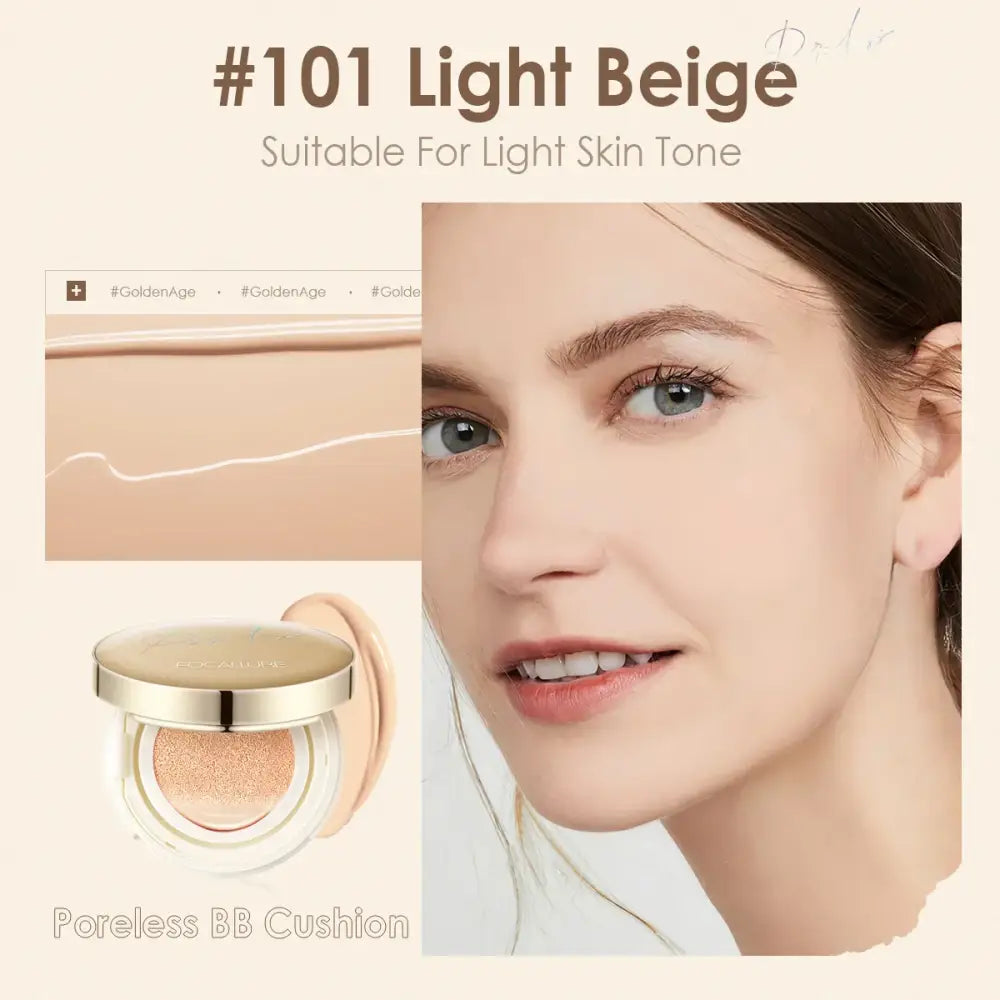 Compact makeup cushion in light beige shade for fair skin tones.