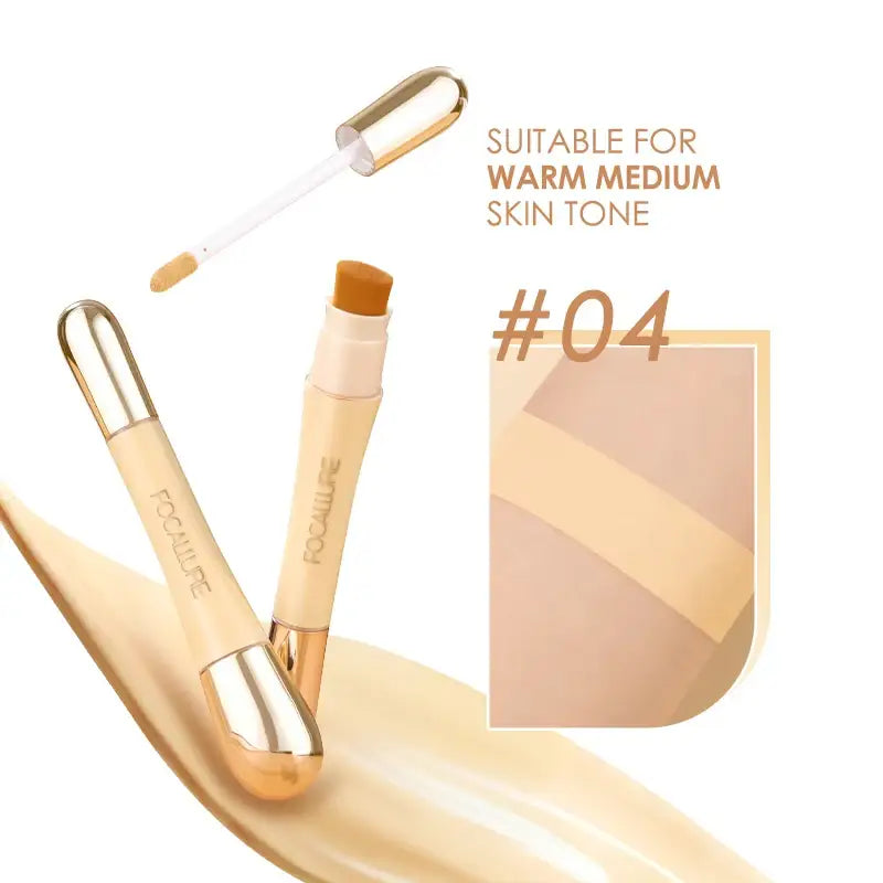 Concealer or foundation stick in golden packaging for warm medium skin tones.