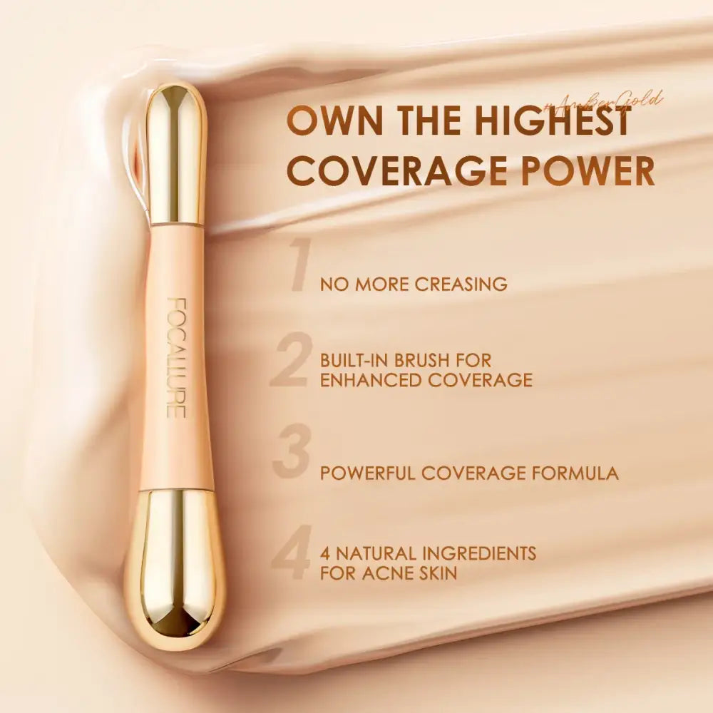 Gold-tipped makeup applicator or concealer wand with a beige handle.