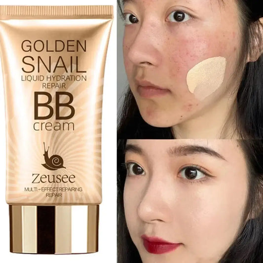 Golden Snail BB cream tube with before and after application photos.