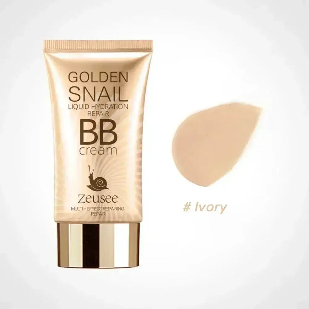 Golden Snail BB cream tube in ivory shade with snail graphic.