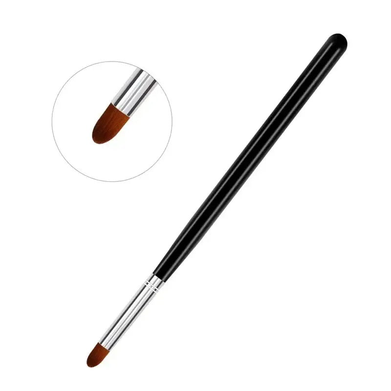 Makeup brush with a black handle and brown bristle tip.