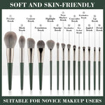 Green Makeup Brush Set with Case - Vignette | VogueBeautify