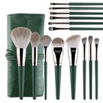 Green Makeup Brush Set with Case - Vignette | VogueBeautify