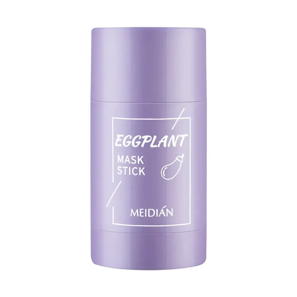 Purple cylindrical container labeled ’Eggplant Mask Stick’ by Meidian.