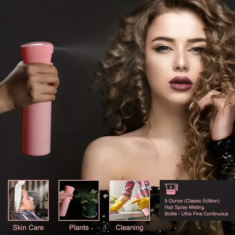 Woman with curly hair and bold lipstick looking at the camera.