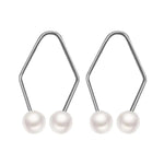 Hexagonal Pearl Stud Earrings - Vignette | VogueBeautify