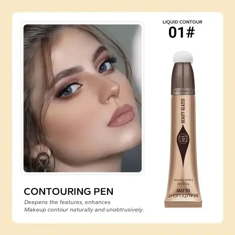 Contouring pen makeup product with accompanying promotional image.