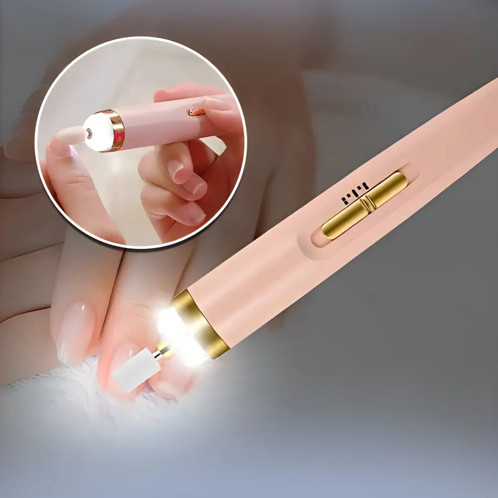 Illuminated nail file with a built-in light for manicure precision.