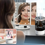 Illuminated Vanity Mirror with Makeup Brush Cleaner - Vignette | VogueBeautify