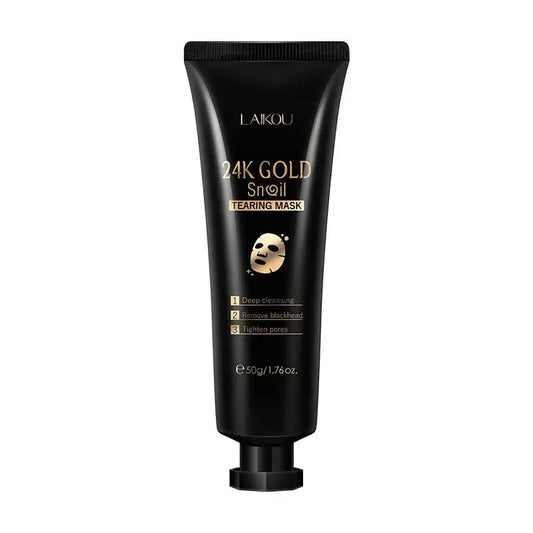 Black tube of LAIKOU 24K Gold Snail facial mask.