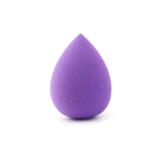 Purple teardrop-shaped makeup sponge.