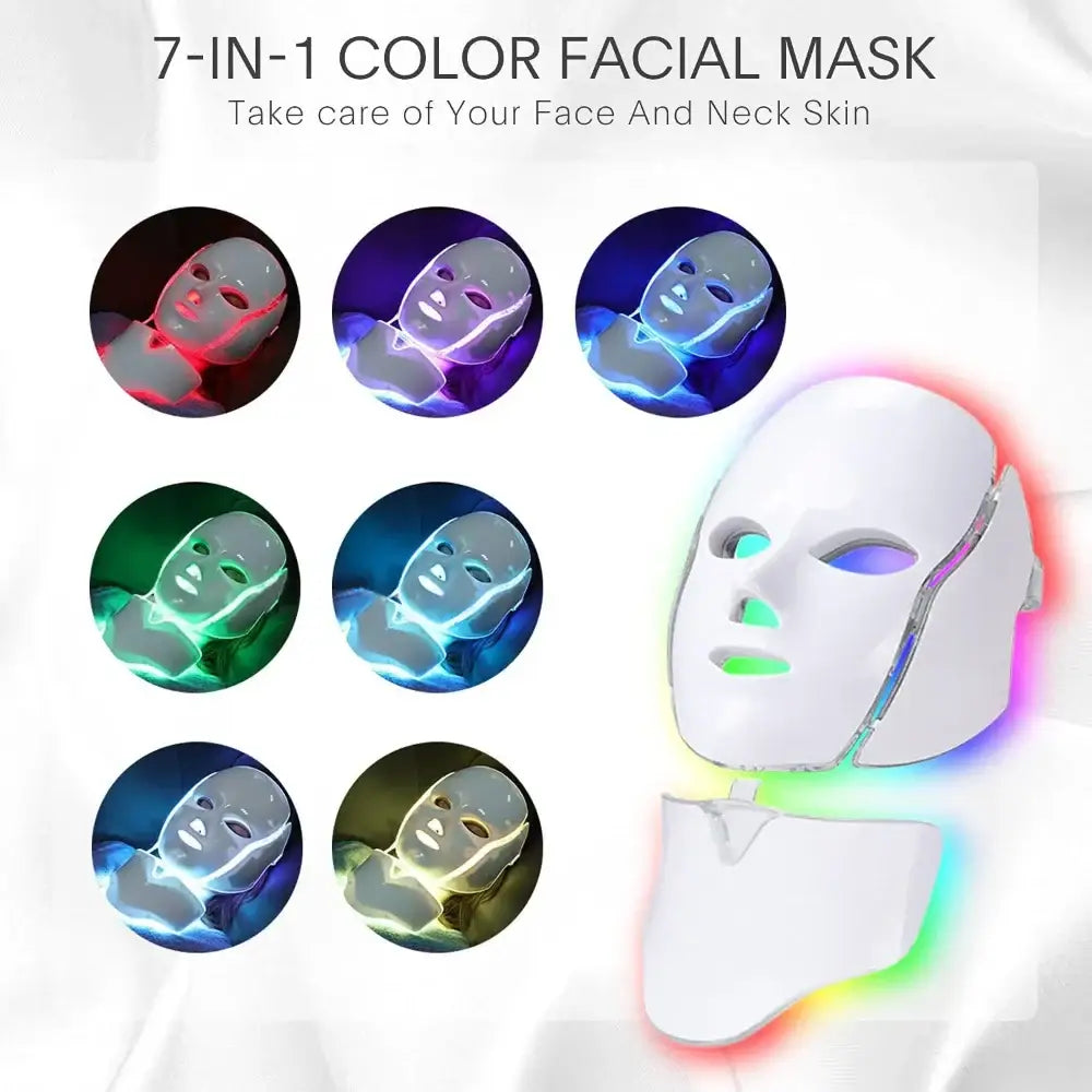 LED light therapy facial mask with multiple color options.