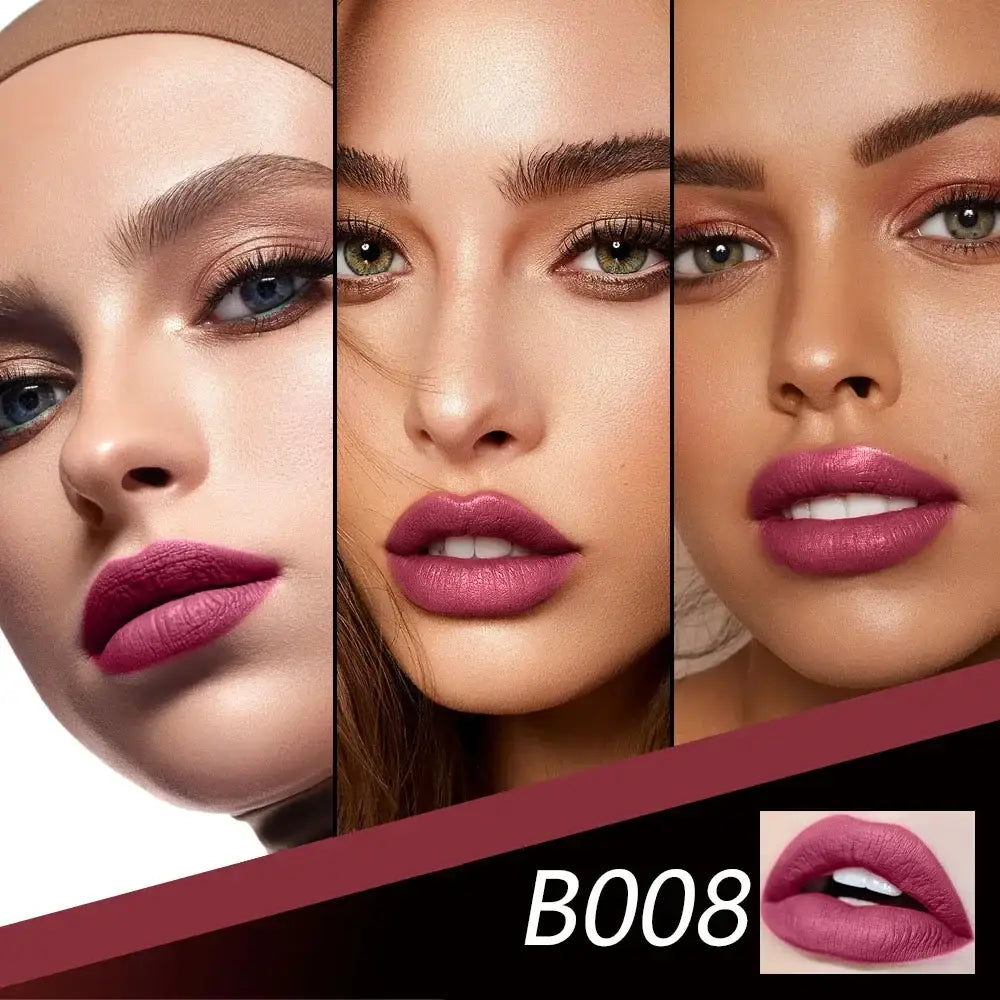 Collage of close-up facial features showcasing vibrant pink lipstick.