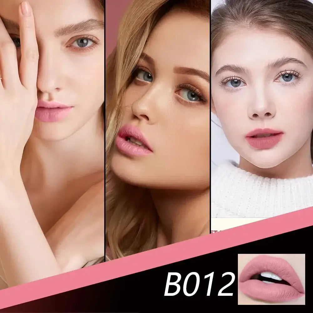 Collage of close-up facial portraits featuring women with flawless skin and pink-toned makeup.