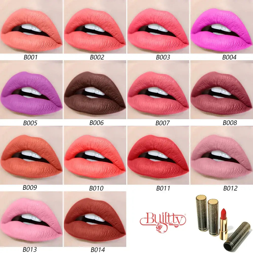 Collage of close-up lip images showcasing various lipstick shades and colors.