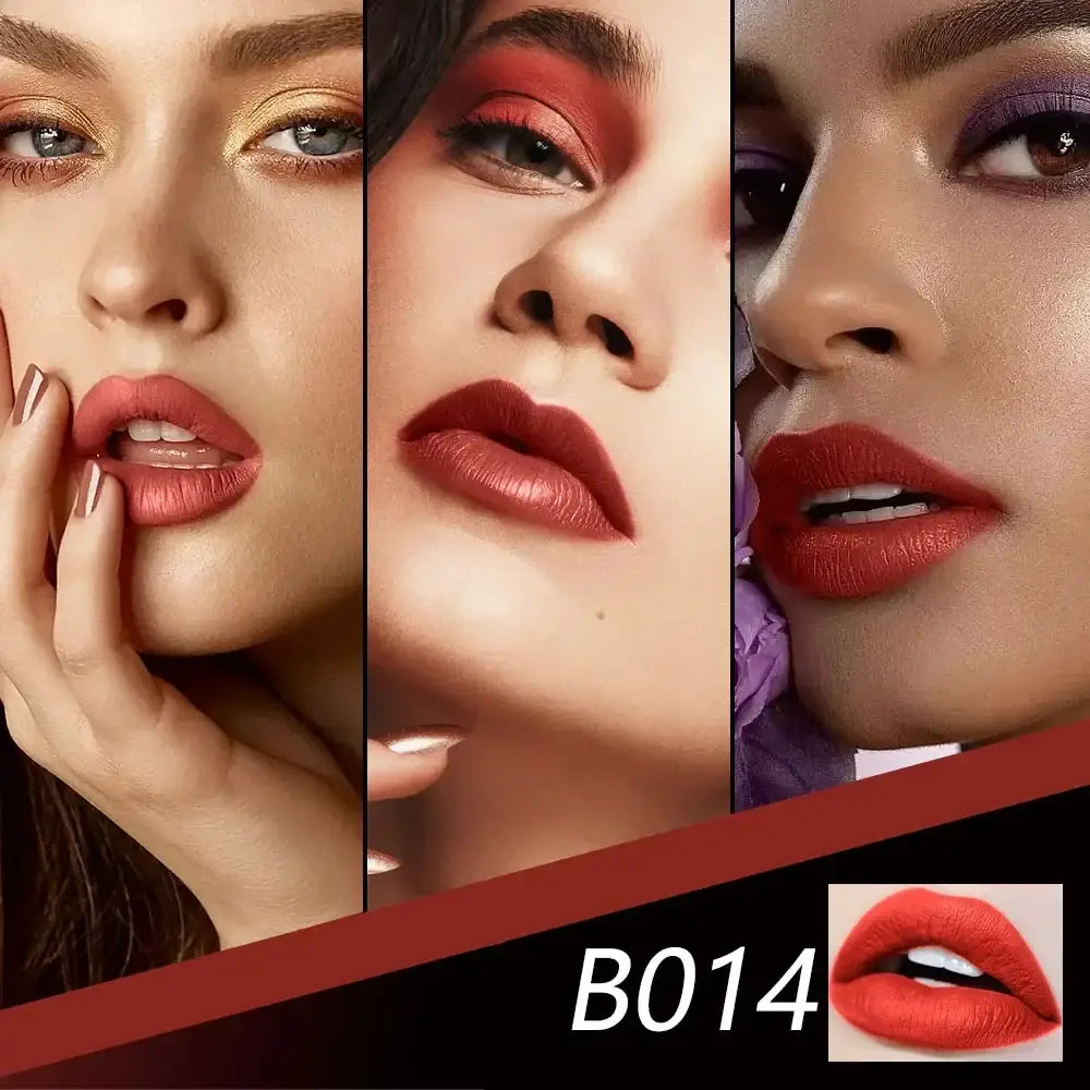 Collage of close-up makeup looks featuring bold red lipstick shades.