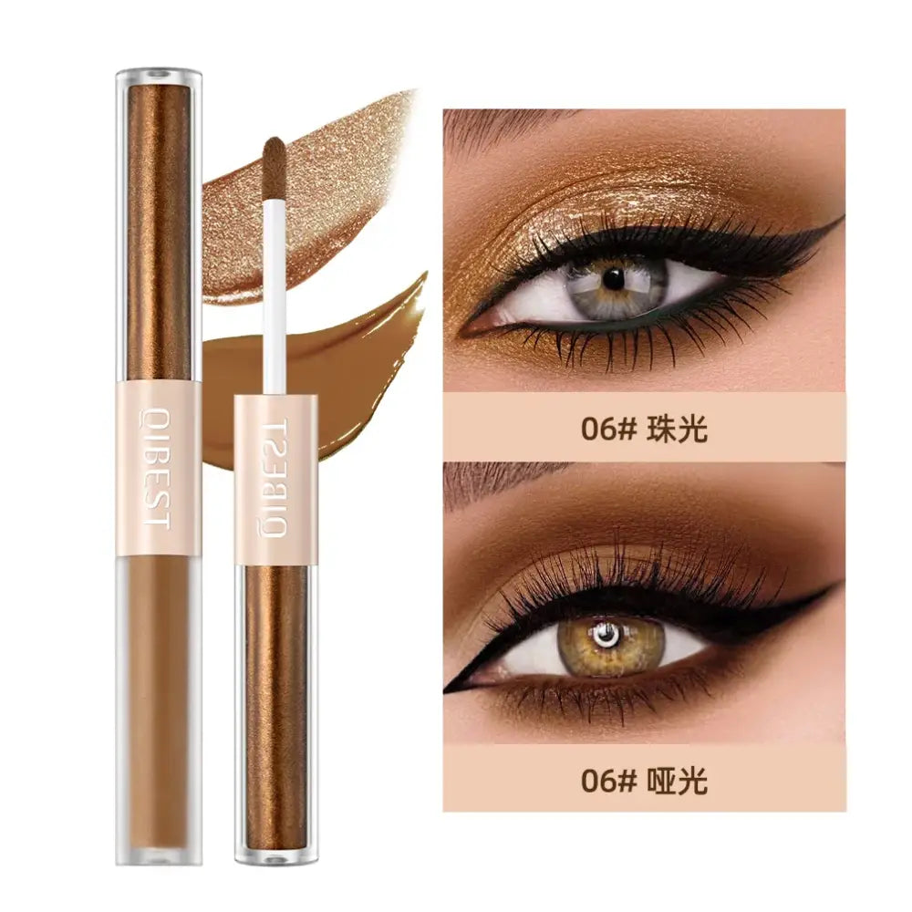 Metallic gold liquid eyeshadow in a tube applicator.