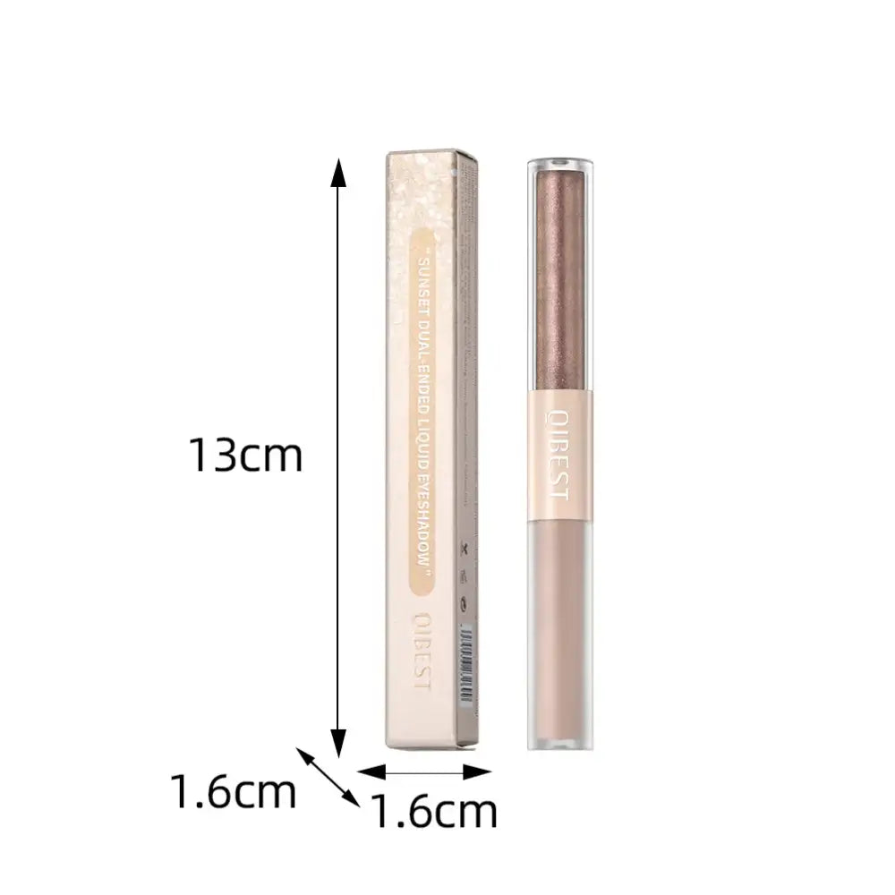 Slim, cylindrical cosmetic product with packaging in neutral tones.