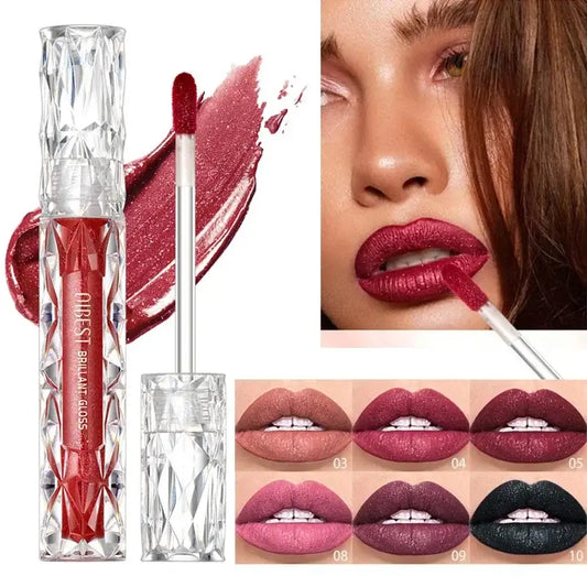 Liquid lipstick in a clear tube with a wand applicator.