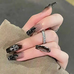 Long Acrylic Nails with Diamond Ring - Vignette | VogueBeautify