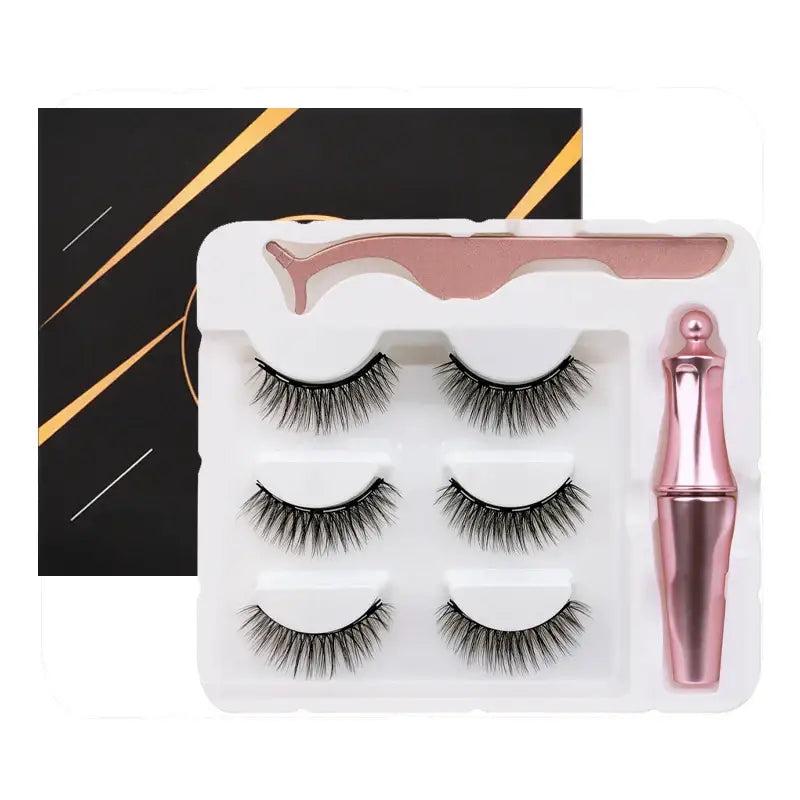 Set of false eyelashes with magnetic eyeliner applicator.