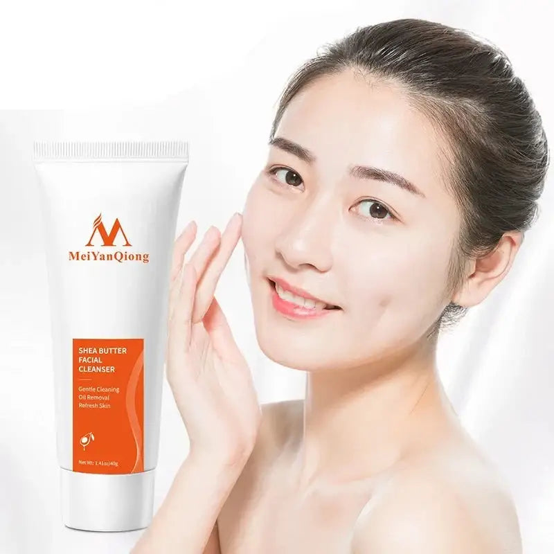 White tube of MeiYanQiong brand skincare product with orange accents.