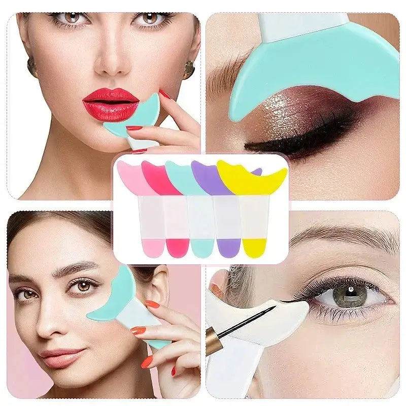 Colorful silicone makeup applicator tools for precise cosmetic application.