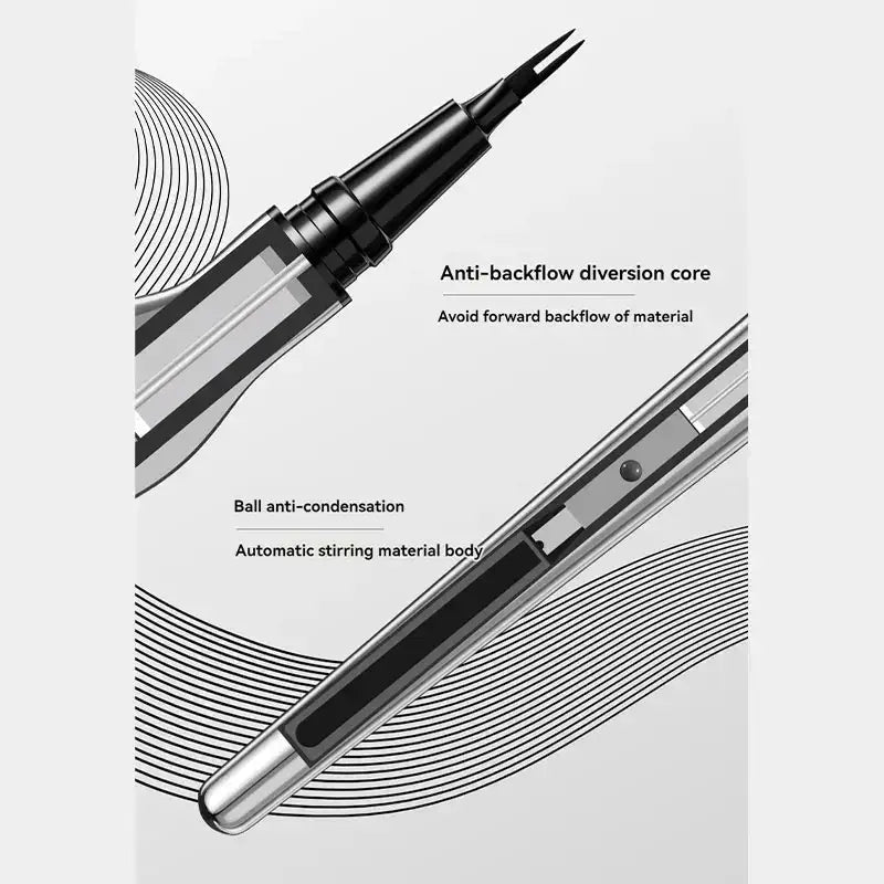 Sleek mechanical pencil with labeled technical features.