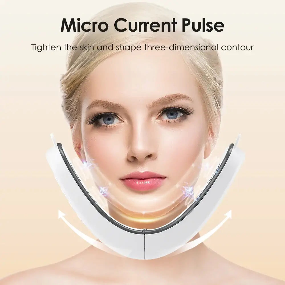 Facial beauty device using micro-current technology to contour and tighten skin.