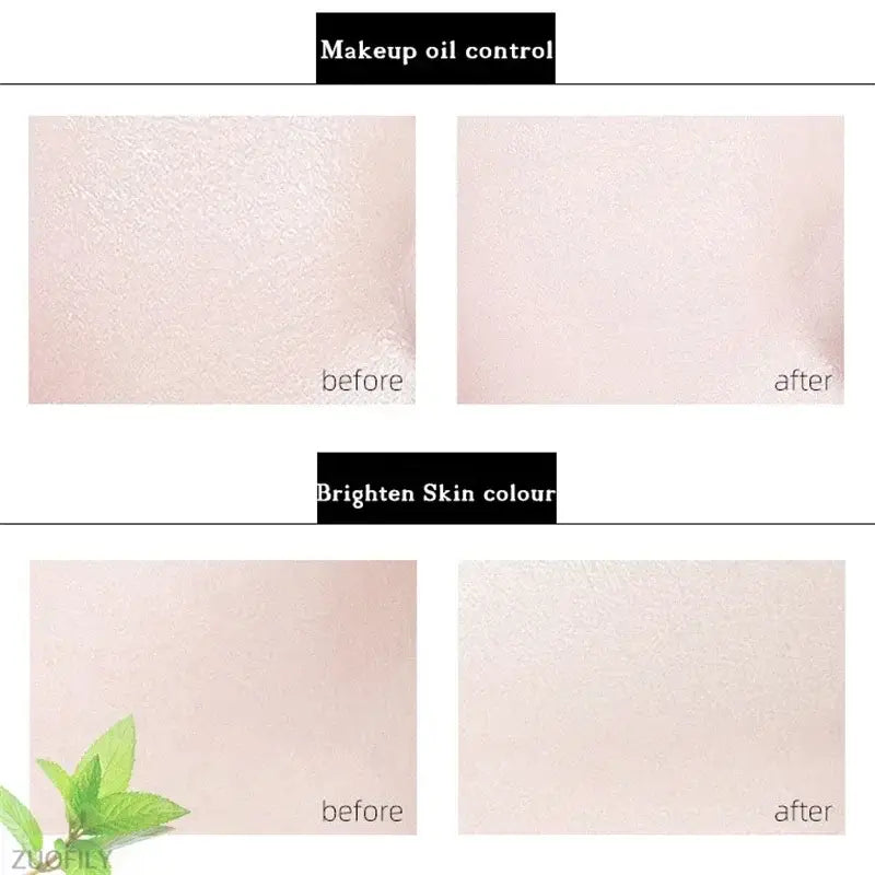 Comparison of skin textures and tones before and after makeup or skincare treatments.