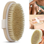 Natural Bristle Body Brush with Strap Handle - Vignette | VogueBeautify