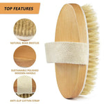 Natural Bristle Body Brush with Strap Handle - Vignette | VogueBeautify