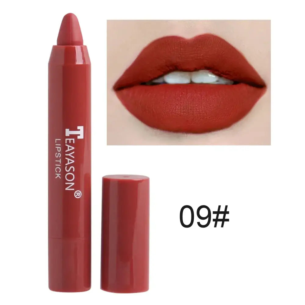 Red lipstick in a crayon-style applicator.