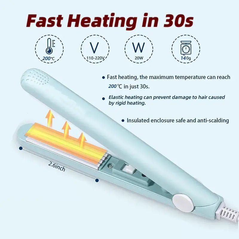 Hair straightener with fast heating capabilities and safety features.