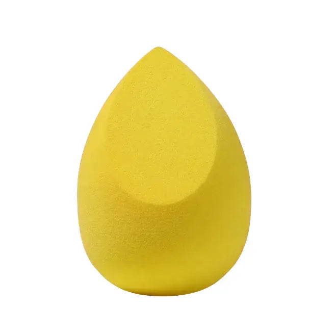 Yellow teardrop-shaped makeup sponge.