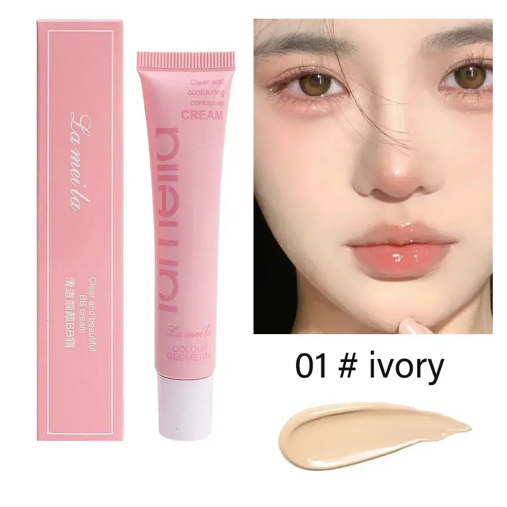 Pink tube of cosmetic cream or concealer with matching packaging.