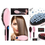 Pink Electric Hair Straightening Brush - Vignette | VogueBeautify