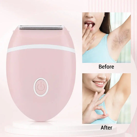 Pink electric hair removal device or epilator with a white trim.