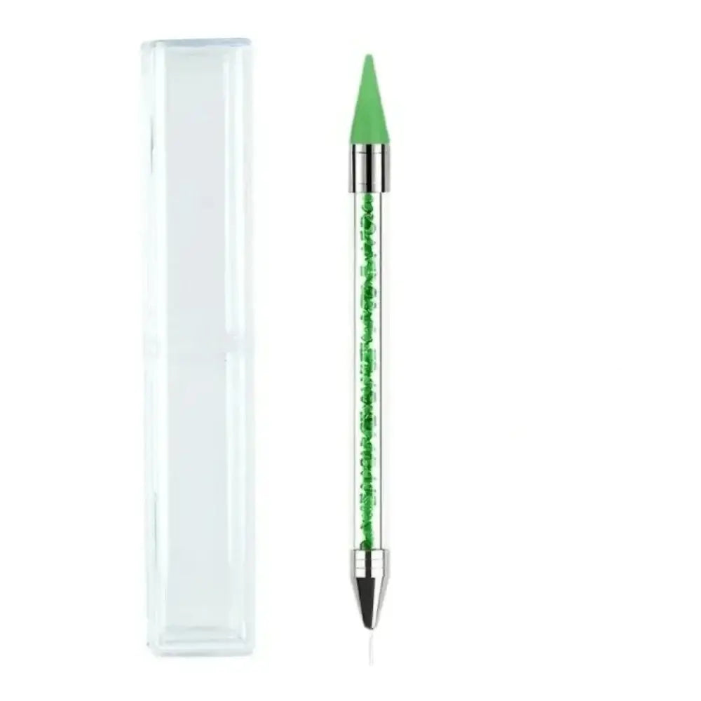 Green eyeliner pencil with a silver cap and black tip.