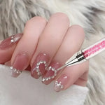 Pink Rhinestone Heart Nail Art - Vignette | VogueBeautify