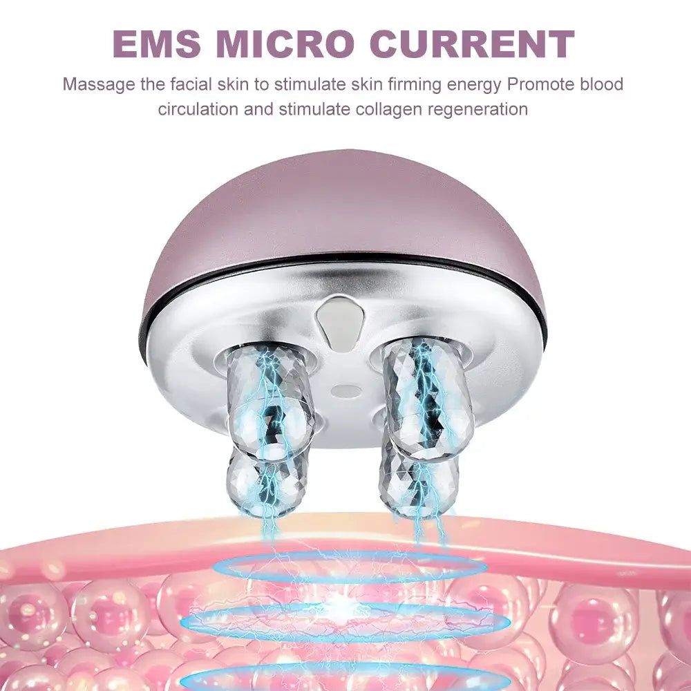 EMS microcurrent device for facial skin treatment with two electrode rollers.