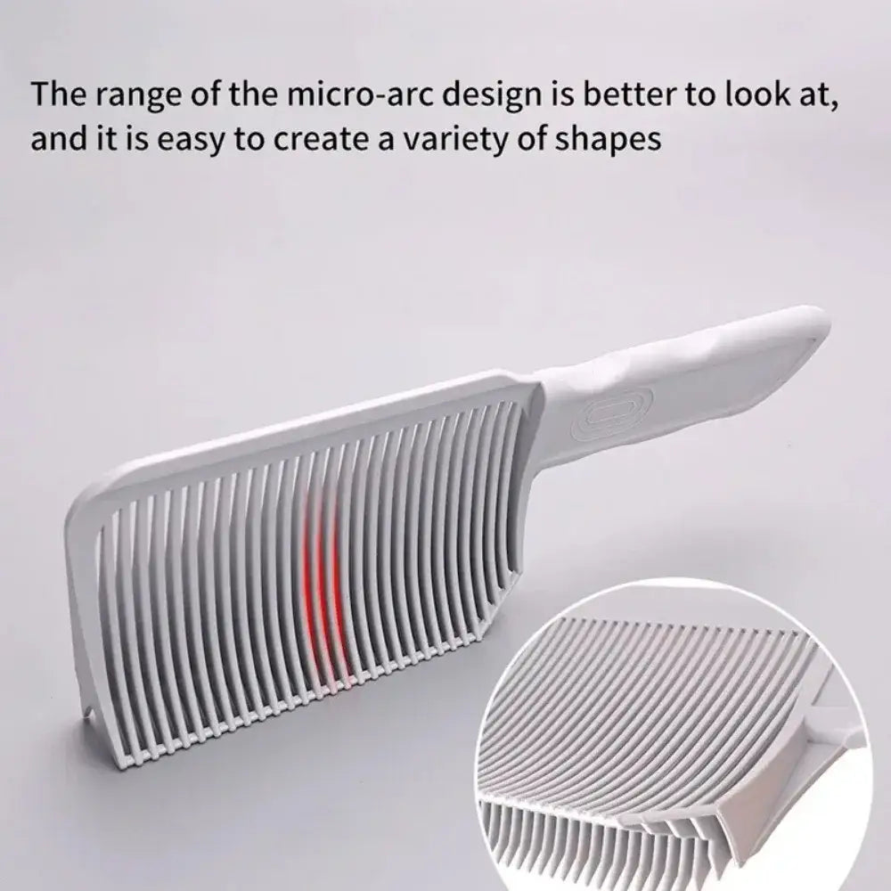 Innovative comb with flexible micro-arc design and thin parallel teeth.