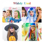 Rainbow Wavy Wig with Green Braid - Vignette | VogueBeautify