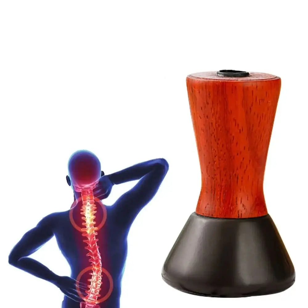 Wooden pepper mill or salt grinder with a red top and black base.